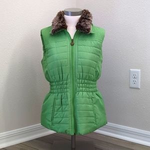 SOLD Quilted Vest with Fur Collar